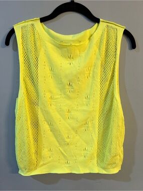 Free People Movement - Womens Neon Yellow Mesh Panel Sleeveless Top